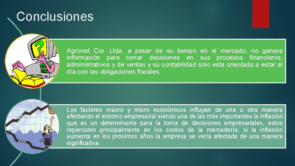Conclusiones Agrored Cía. Ltda. a pesar de su tiempo en el mercado, no genera Conclusiones Agrored Cía. Ltda. a pesar de su tiempo en el mercado, no genera