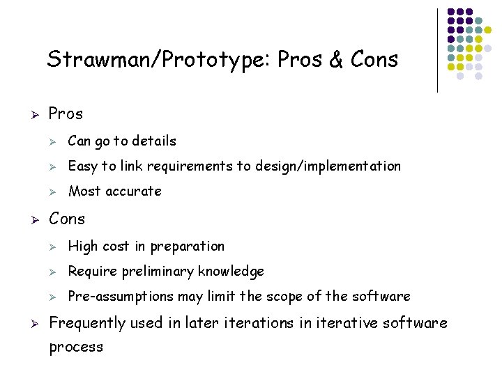 Strawman/Prototype: Pros & Cons Ø Ø Ø 34 Pros Ø Can go to details