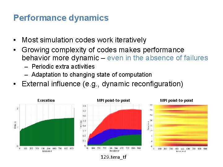 Performance dynamics • Most simulation codes work iteratively • Growing complexity of codes makes