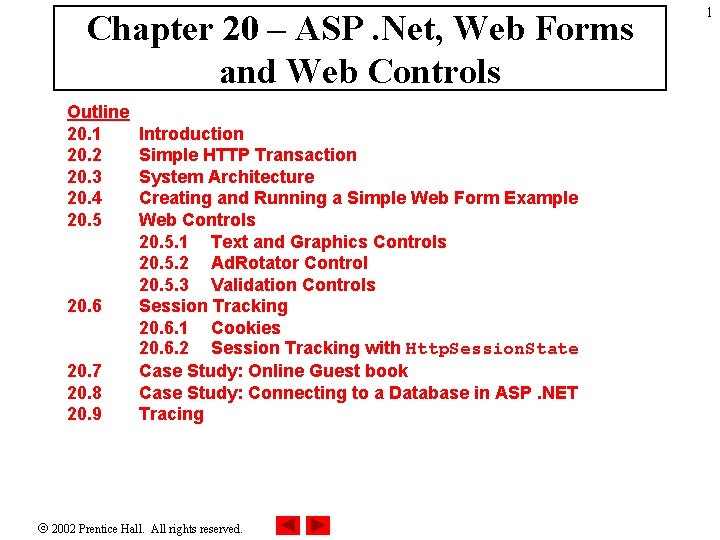 Chapter 20 – ASP. Net, Web Forms and Web Controls Outline 20. 1 20.