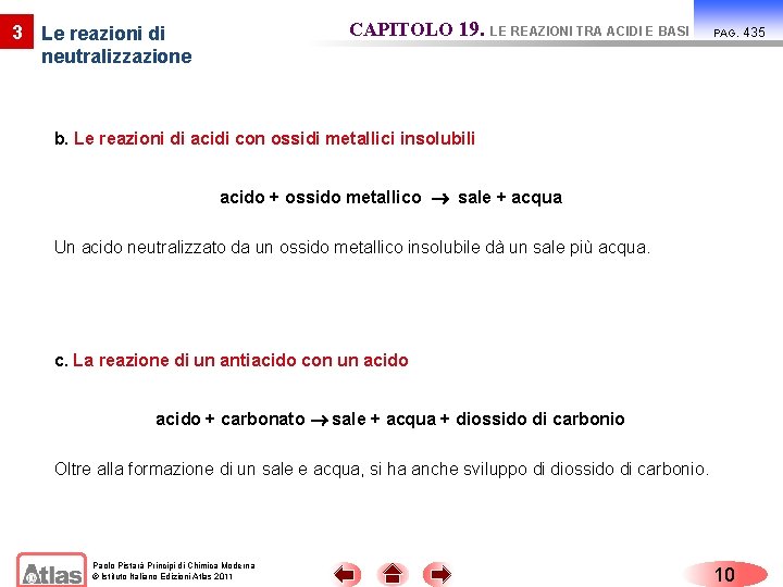 CAPITOLO 19. LE REAZIONI TRA ACIDI E BASI 3 Le reazioni di neutralizzazione PAG.