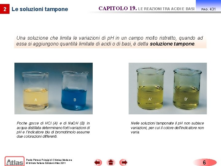 CAPITOLO 19. LE REAZIONI TRA ACIDI E BASI 2 Le soluzioni tampone PAG. Una