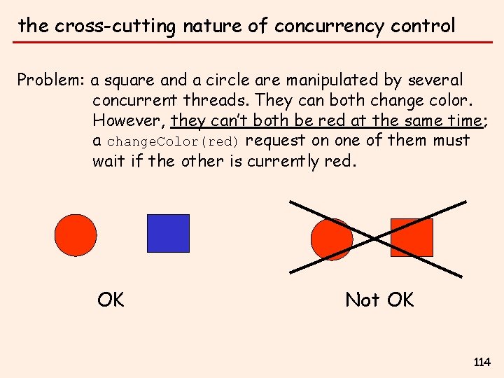 the cross-cutting nature of concurrency control Problem: a square and a circle are manipulated