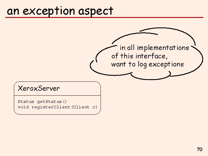 an exception aspect in all implementations of this interface, want to log exceptions Xerox.