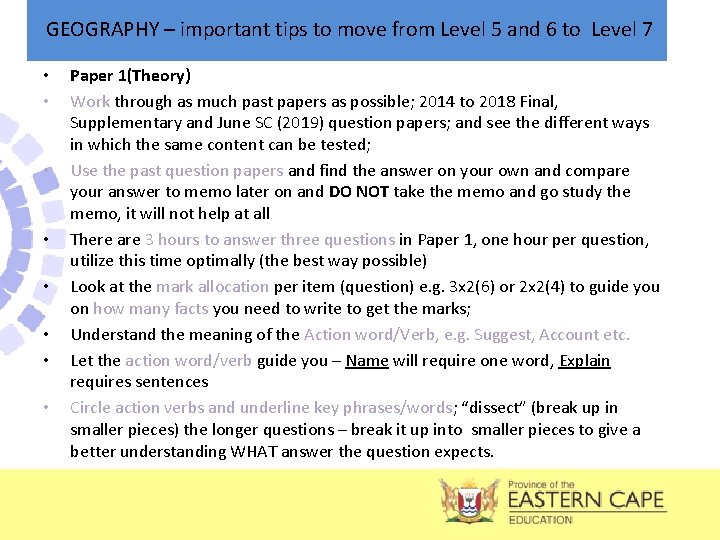  GEOGRAPHY – important tips to move from Level 5 and 6 to Level