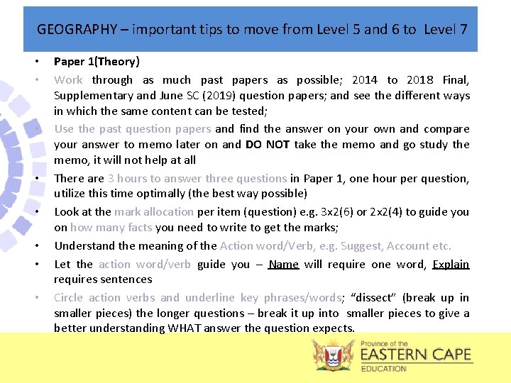  GEOGRAPHY – important tips to move from Level 5 and 6 to Level