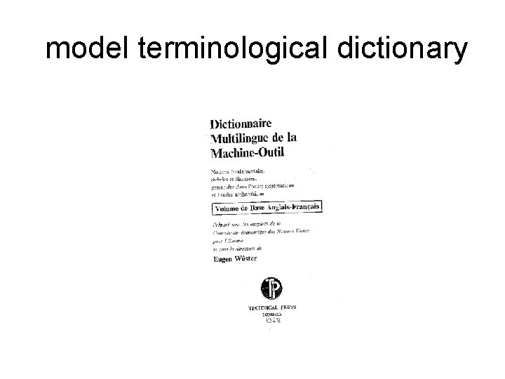 model terminological dictionary model terminological dictionary