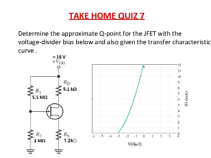TAKE HOME QUIZ 7 Determine the approximate Q-point for the JFET with the voltage-divider
