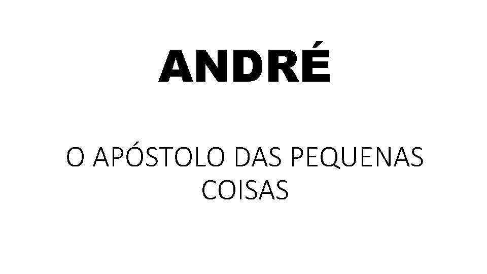 ANDRÉ O APÓSTOLO DAS PEQUENAS COISAS 