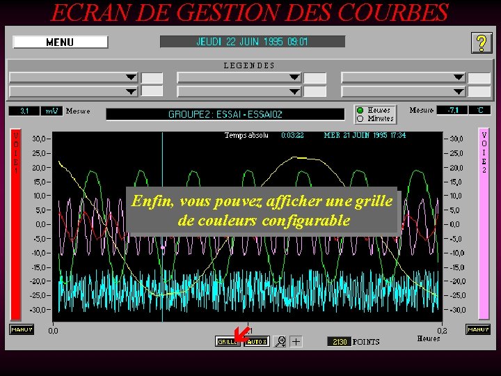 ECRAN DE GESTION DES COURBES Enfin, vous pouvez afficher une grille de couleurs configurable