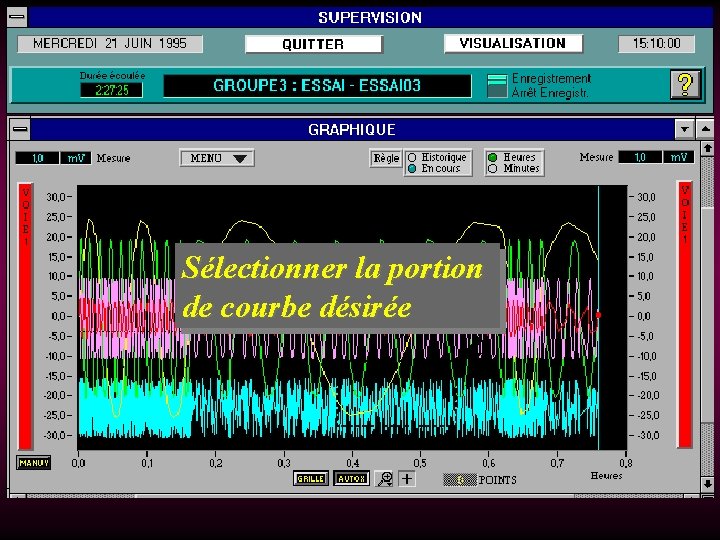 Sélectionner la portion de courbe désirée í 