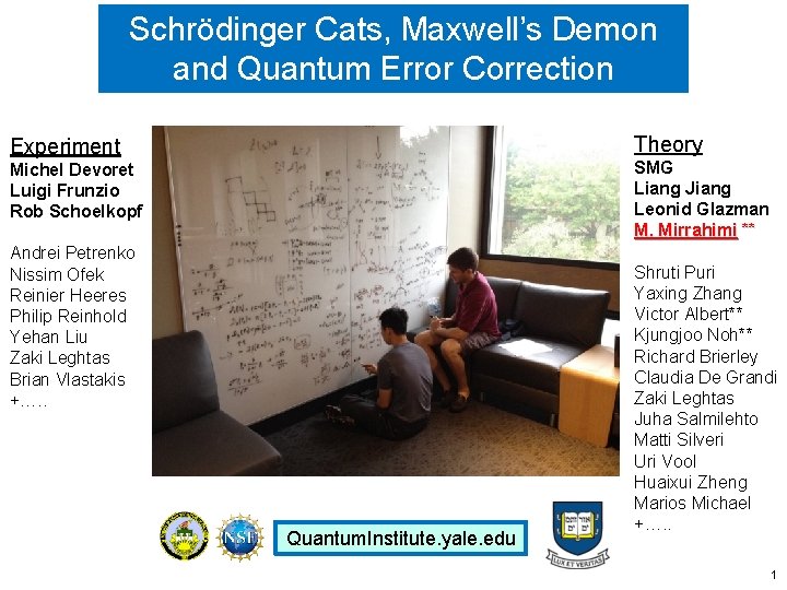 Schrödinger Cats, Maxwell’s Demon and Quantum Error Correction Theory Experiment SMG Liang Jiang Leonid