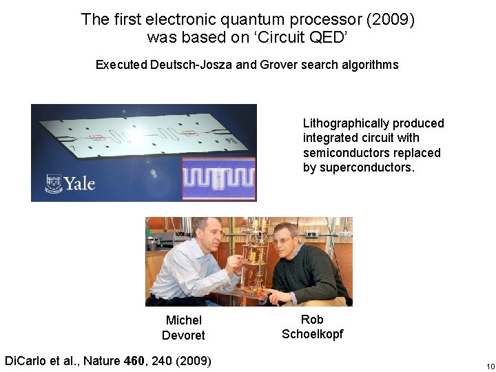 The first electronic quantum processor (2009) was based on ‘Circuit QED’ Executed Deutsch-Josza and