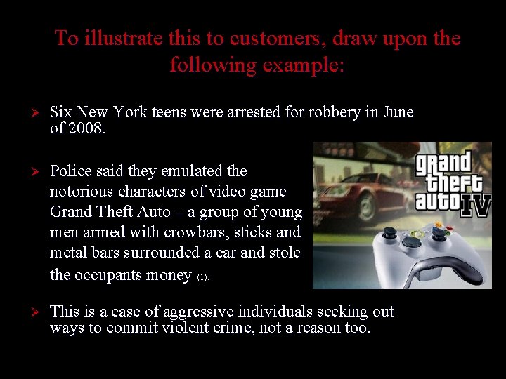 To illustrate this to customers, draw upon the following example: Ø Six New York To illustrate this to customers, draw upon the following example: Ø Six New York