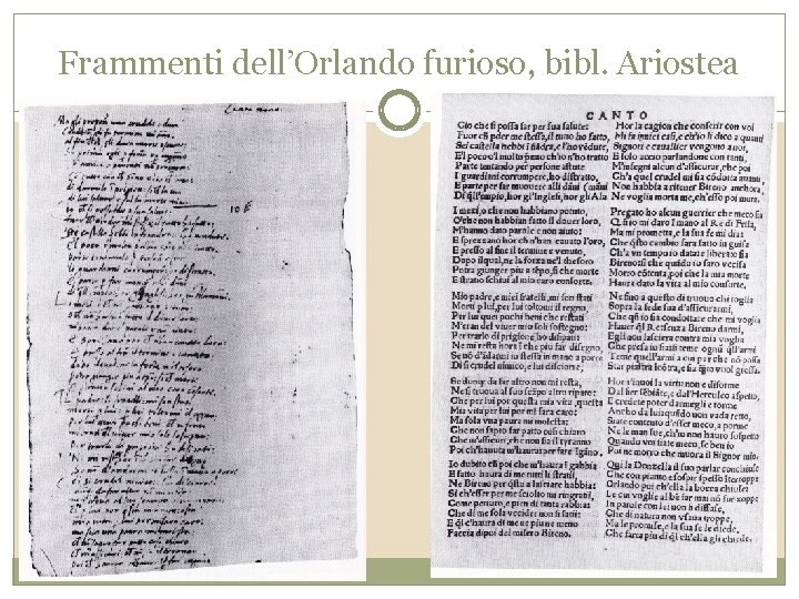 Frammenti dell’Orlando furioso, bibl. Ariostea 