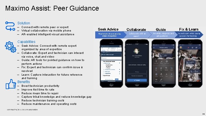 Maximo Assist: Peer Guidance Solution – Connect with remote peer or expert – Virtual