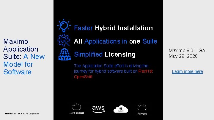 Faster Hybrid Installation Maximo Application Suite: A New Model for Software IBM Maximo /