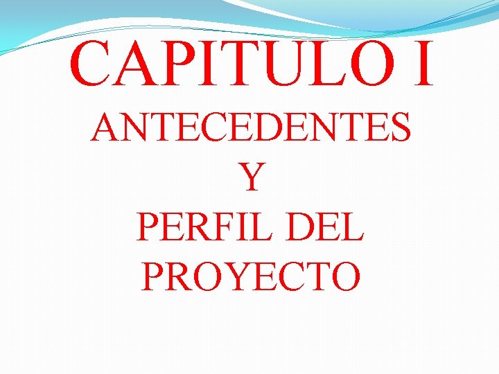 CAPITULO I ANTECEDENTES Y PERFIL DEL PROYECTO 