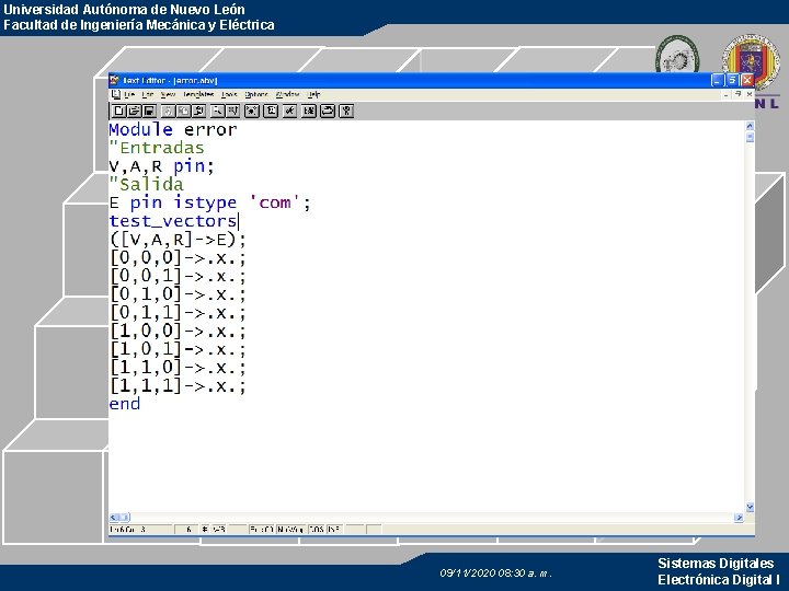 Universidad Autónoma de Nuevo León Facultad de Ingeniería Mecánica y Eléctrica 09/11/2020 08: 30