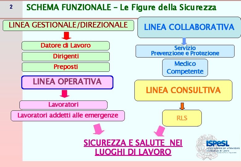 2 SCHEMA FUNZIONALE – Le Figure della Sicurezza LINEA GESTIONALE/DIREZIONALE Datore di Lavoro Dirigenti 2 SCHEMA FUNZIONALE – Le Figure della Sicurezza LINEA GESTIONALE/DIREZIONALE Datore di Lavoro Dirigenti