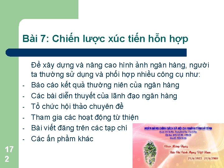 Bài 7: Chiến lược xúc tiến hỗn hợp - 17 2 Để xây dựng