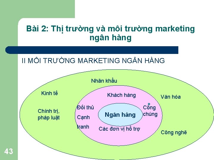 Bài 2: Thị trường và môi trường marketing ngân hàng II MÔI TRƯỜNG MARKETING