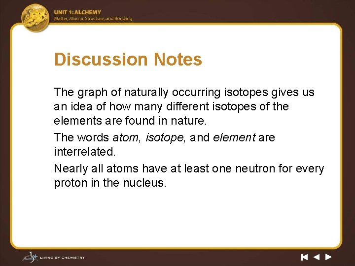 Discussion Notes The graph of naturally occurring isotopes gives us an idea of how