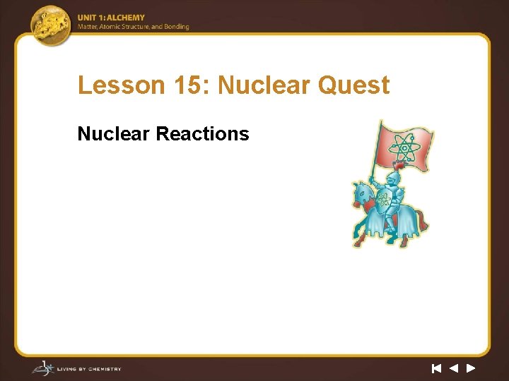 Lesson 15: Nuclear Quest Nuclear Reactions 