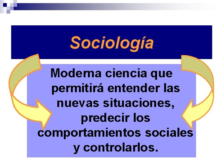 Sociología Moderna ciencia que permitirá entender las nuevas situaciones, predecir los comportamientos sociales y