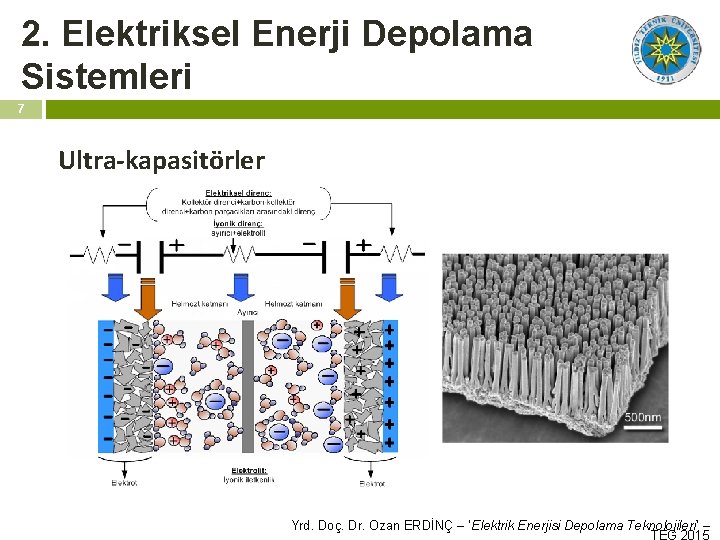 2. Elektriksel Enerji Depolama Sistemleri 7 Ultra-kapasitörler Yrd. Doç. Dr. Ozan ERDİNÇ – ‘Elektrik