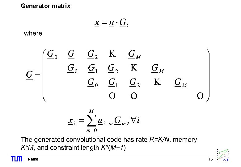 Generator matrix Name 16 