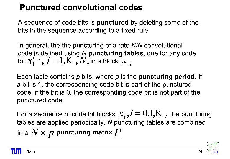 Punctured convolutional codes Name 20 