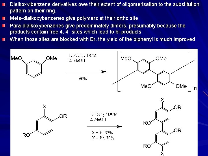 Dialkoxylbenzene derivatives owe their extent of oligomerisation to the substitution pattern on their ring.