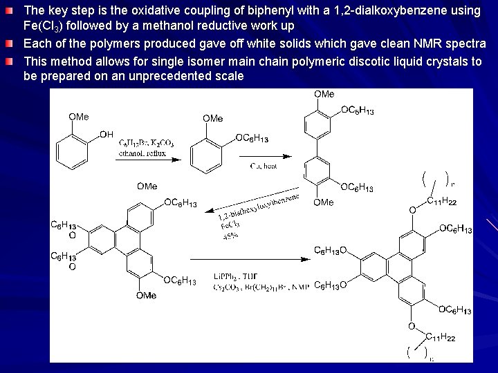 The key step is the oxidative coupling of biphenyl with a 1, 2 -dialkoxybenzene