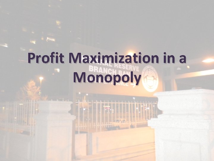 Profit Maximization in a Monopoly 