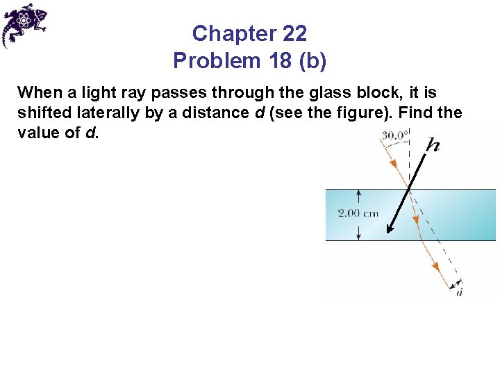Chapter 22 Problem 18 (b) When a light ray passes through the glass block,