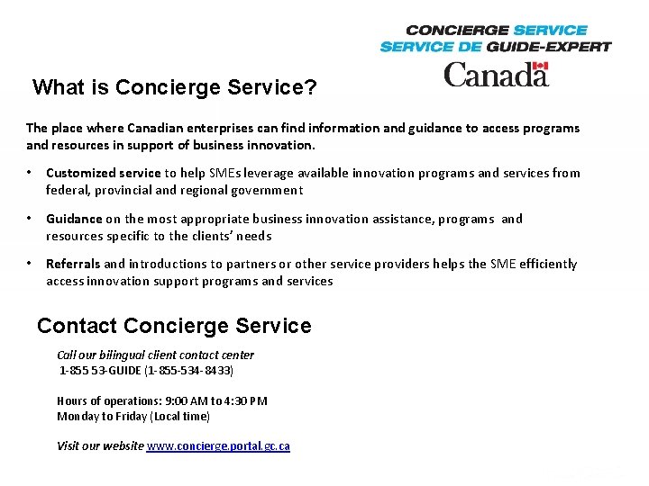 What is Concierge Service? The place where Canadian enterprises can find information and guidance