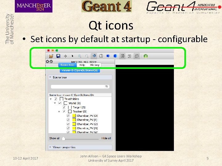 Qt icons • Set icons by default at startup - configurable 10 -12 April
