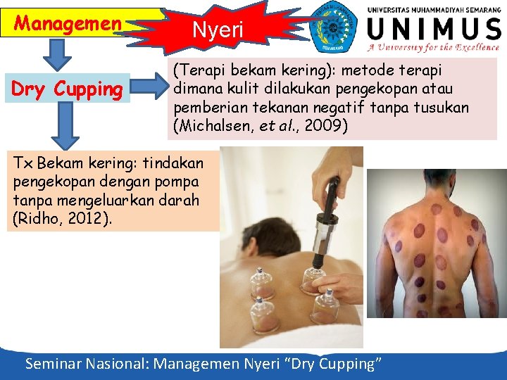 Managemen Dry Cupping Nyeri (Terapi bekam kering): metode terapi dimana kulit dilakukan pengekopan atau