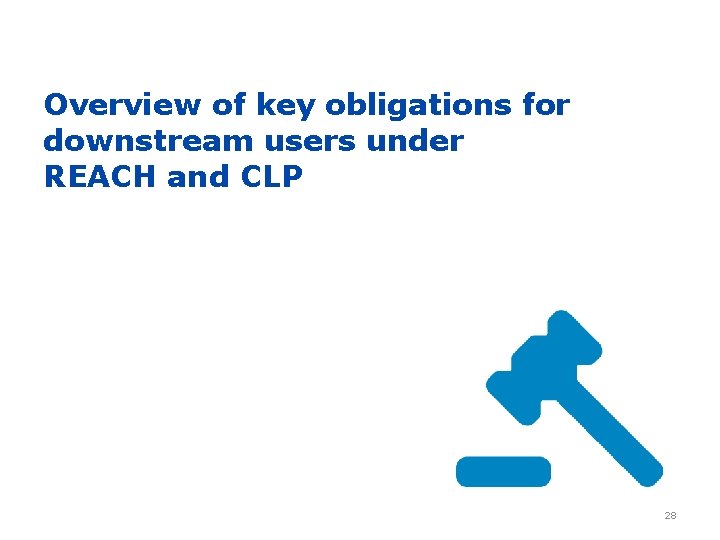 Overview of key obligations for downstream users under REACH and CLP 28 