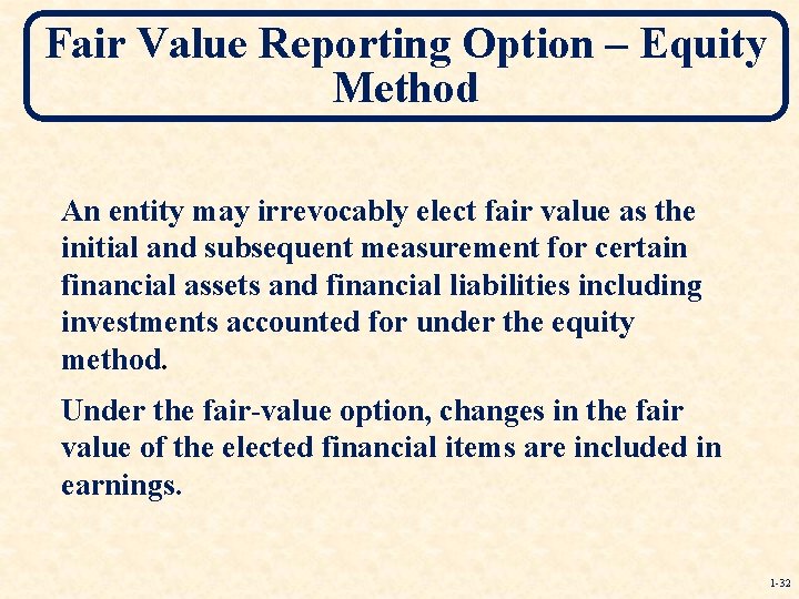 Chapter One The Equity Method of Accounting for