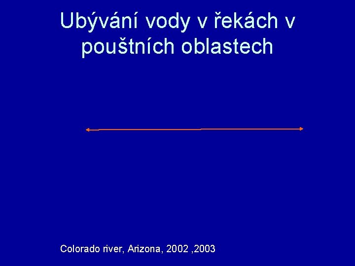 Ubývání vody v řekách v pouštních oblastech Colorado river, Arizona, 2002 , 2003 