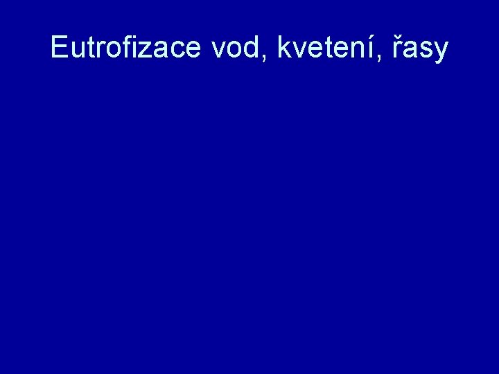 Eutrofizace vod, kvetení, řasy 