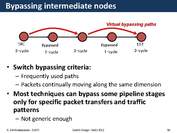 Bypassing intermediate nodes Virtual bypassing paths SRC 3 -cycle Bypassed 3 -cycle 1 -cycle