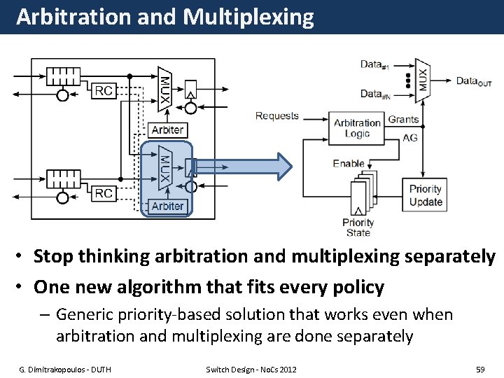 Arbitration and Multiplexing • Stop thinking arbitration and multiplexing separately • One new algorithm