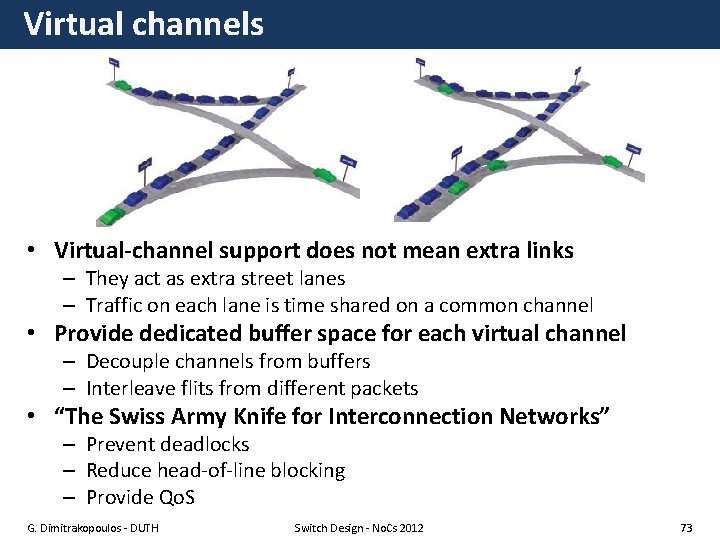 Virtual channels • Virtual-channel support does not mean extra links – They act as