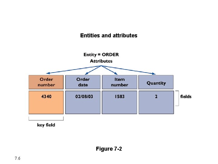 Organizing Data in a Traditional File Environment Entities and attributes Figure 7 -2 7.