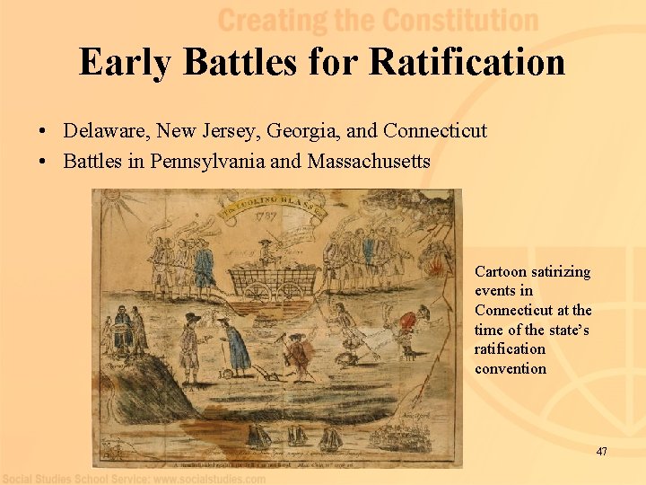 Early Battles for Ratification • Delaware, New Jersey, Georgia, and Connecticut • Battles in