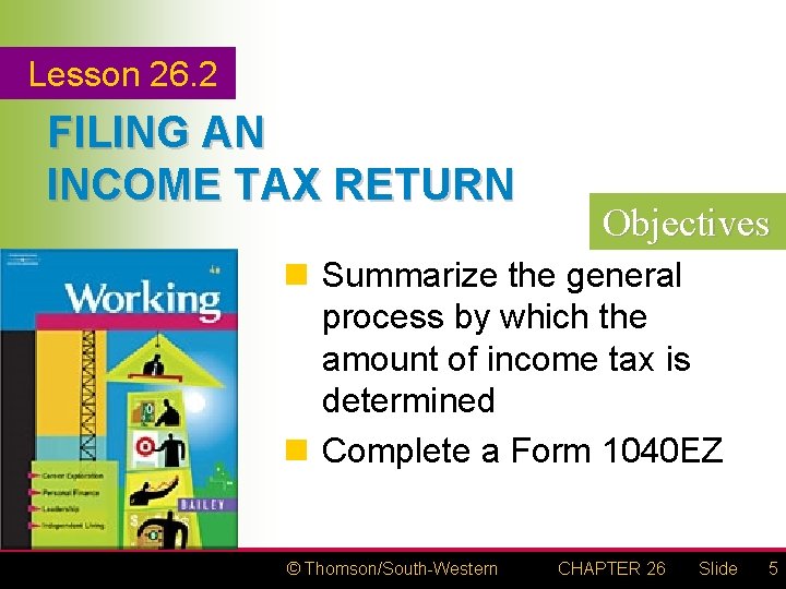 Lesson 26. 2 FILING AN INCOME TAX RETURN Objectives n Summarize the general process