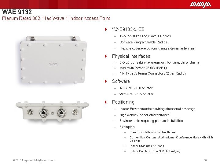 Avaya WLAN AP 8120 Access Point - WL81AP200E6 - New